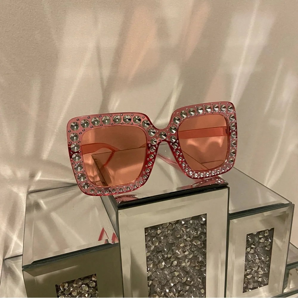 Crystal-Embellished Pink Sunglasses